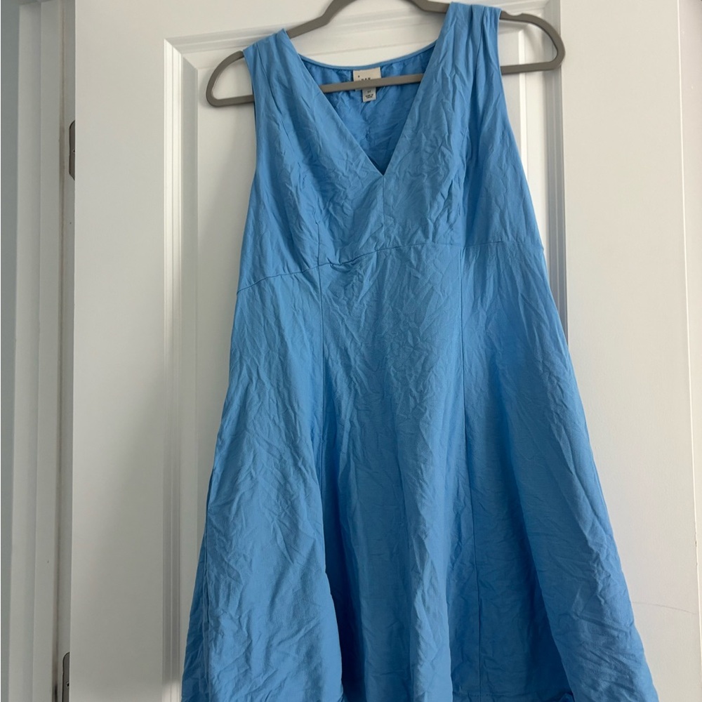 A New Day Sky Blue V-Neck Dress